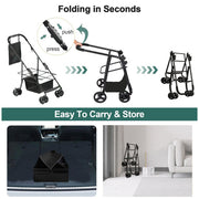 2 In 1 Folding Dog Stroller, Pet Folding Stroller, 4 Wheels Dog Cat Puppy Stroller W  Removable Travel Carrier For Small  Medium Pet, Waterproof Pad, Car Seat, Sun Shade, Xmas Christmas Gift