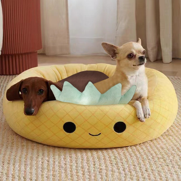 Shark Pet Bed - Large Ultrasoft Official Plush Pet Bed Maui Pineapple 